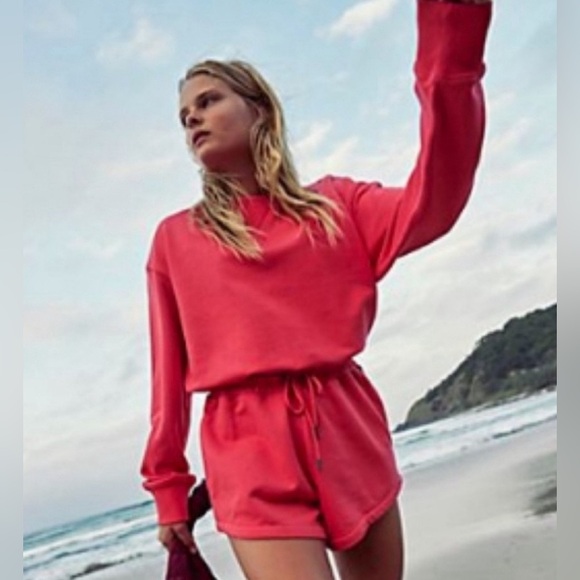 FP Movement x Free People Best Of Romper Onesie Jumpsuit Long Sleeve Shorts | L - Picture 4 of 10